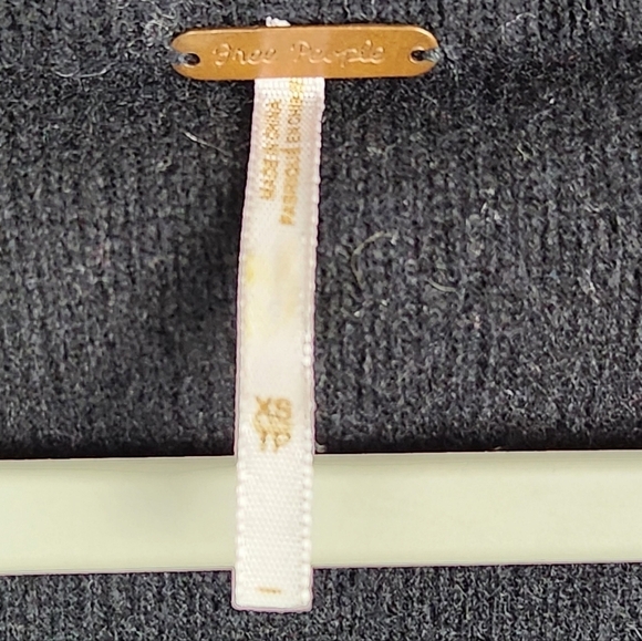 Free People Black Wool Sweater Jacket with Attached Stiped Scarf Women's XL - Picture 7 of 10